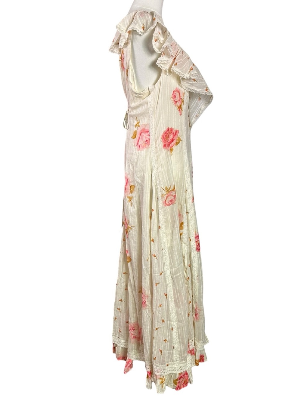 Free People Ethereal Cottage Lace Floral Honeysuckle Dreams Maxi Dress Large NWT - Picture 8 of 17